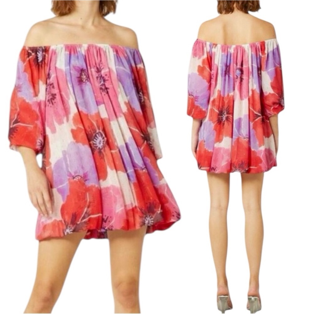 MISA LA Devon Floral Bubble Mini Dress in Poppy Love Medium